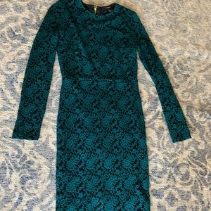 Teal green lace dress